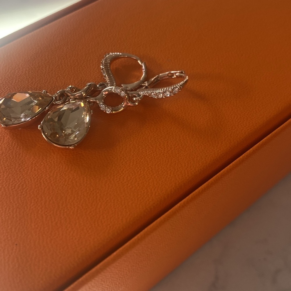 Givenchy Rose Gold Teardrop Crystal Drop Earrings - Picture 5 of 6
